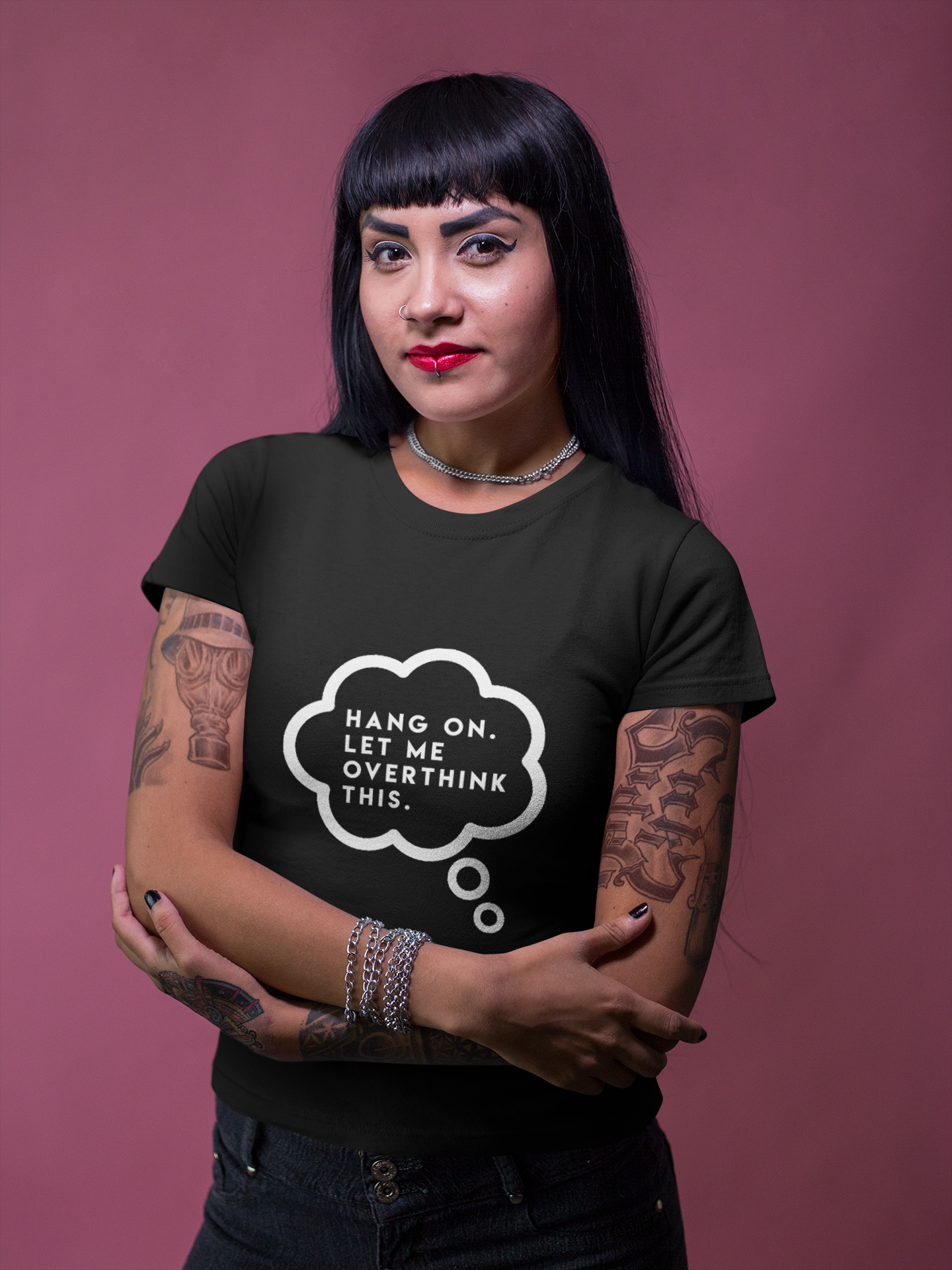 "Overthink" Short-Sleeve Unisex T-Shirt (Black/Navy)