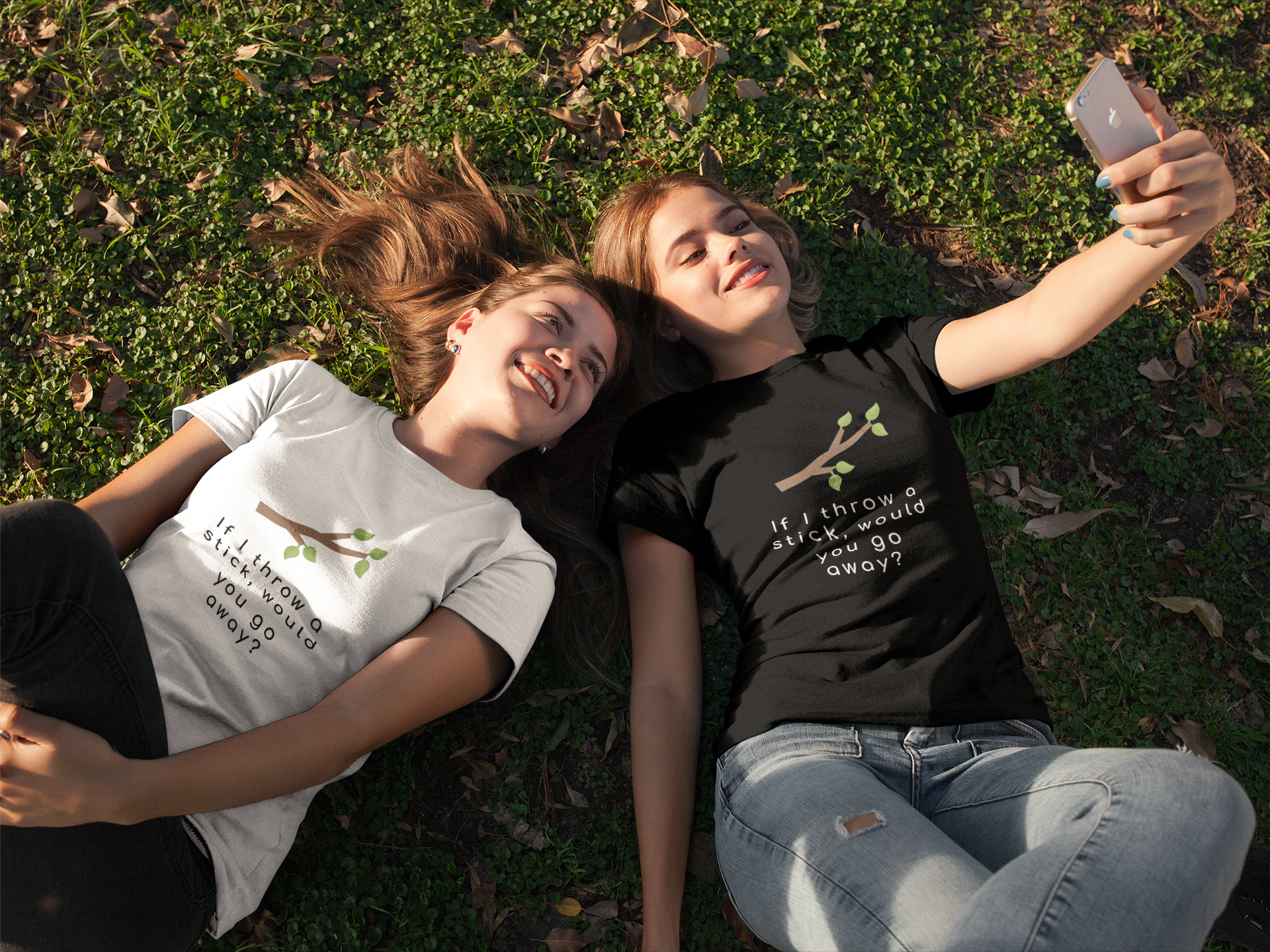 "If I Throw A Stick" Short-Sleeve Unisex T-Shirt (Black/Navy)