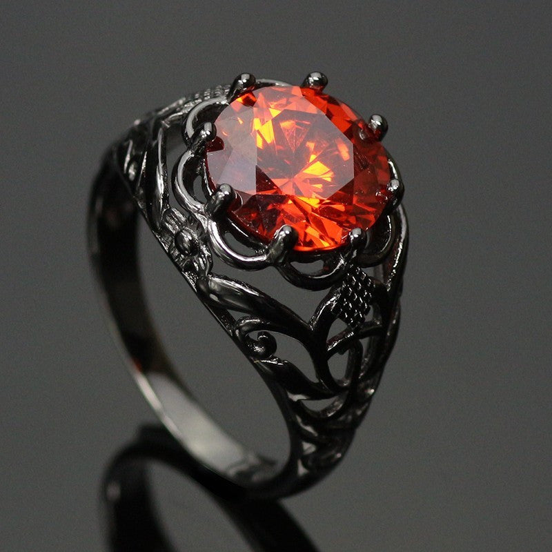 Various Black Gold Plated Rings (Orange, blue, purple, red and rainbow)