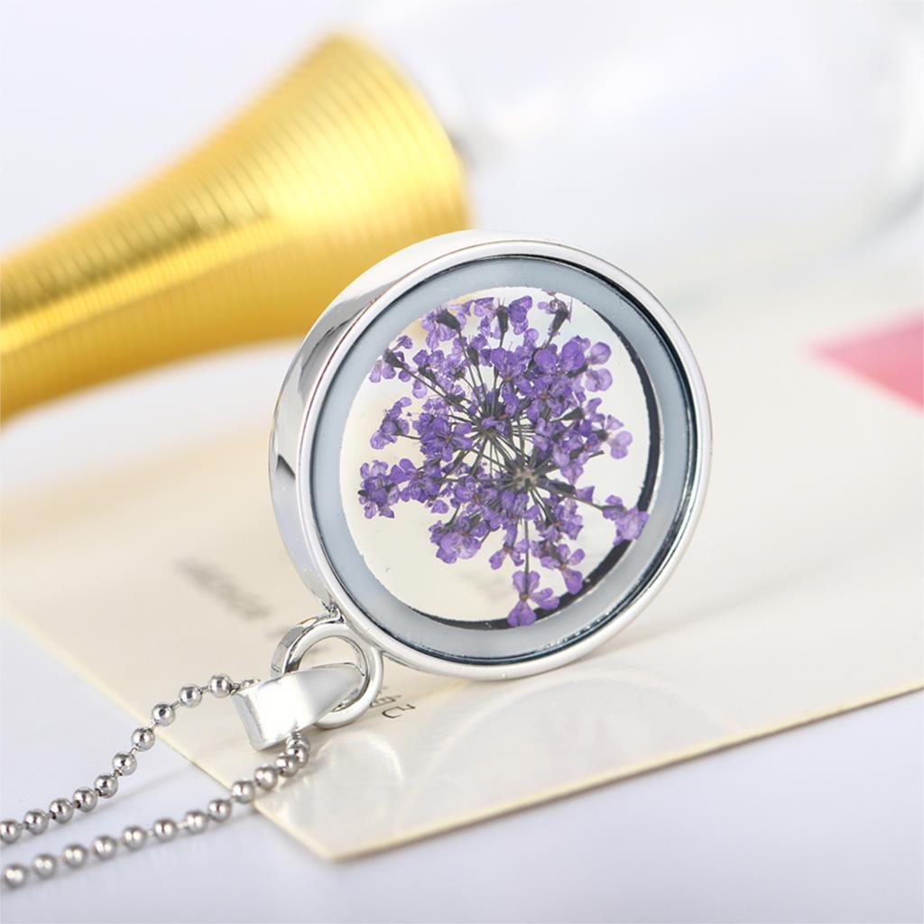 Round Pressed Flowers Pendants