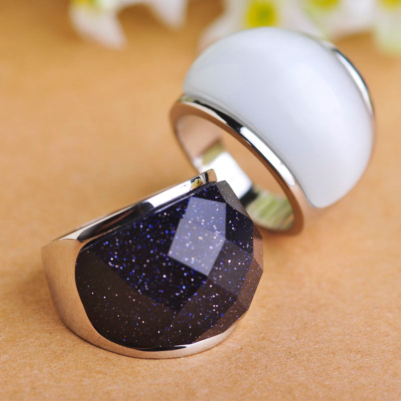 Gorgeous Black/White Galaxy Milky Ring