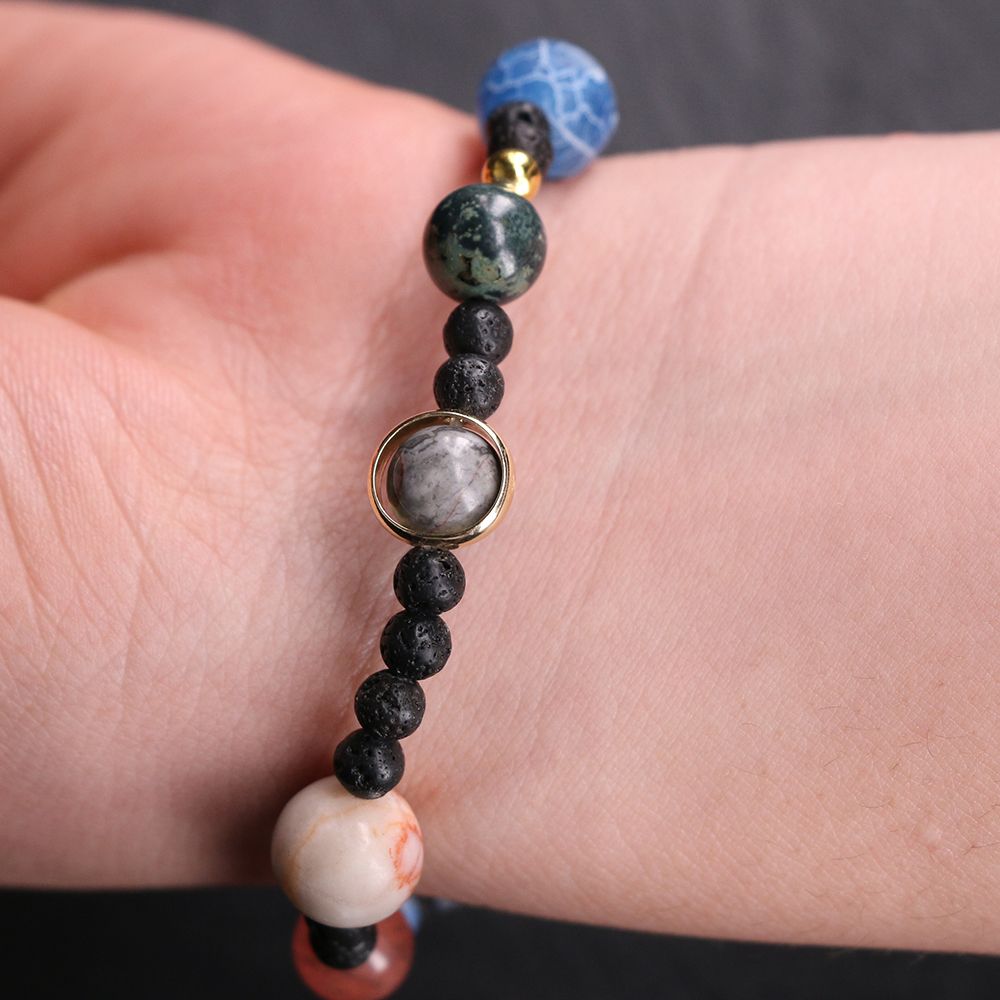 Solar System 9 Planets Universe Natural Stone Beads