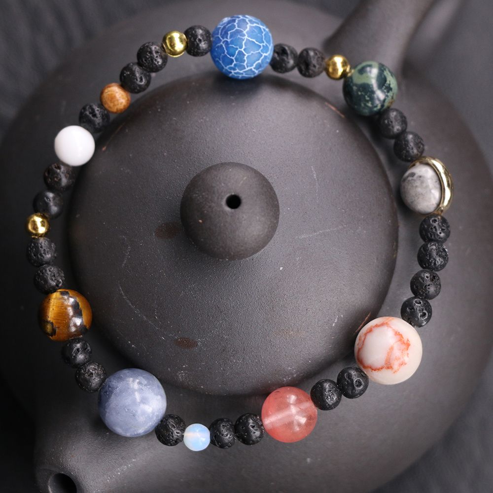 Solar System 9 Planets Universe Natural Stone Beads