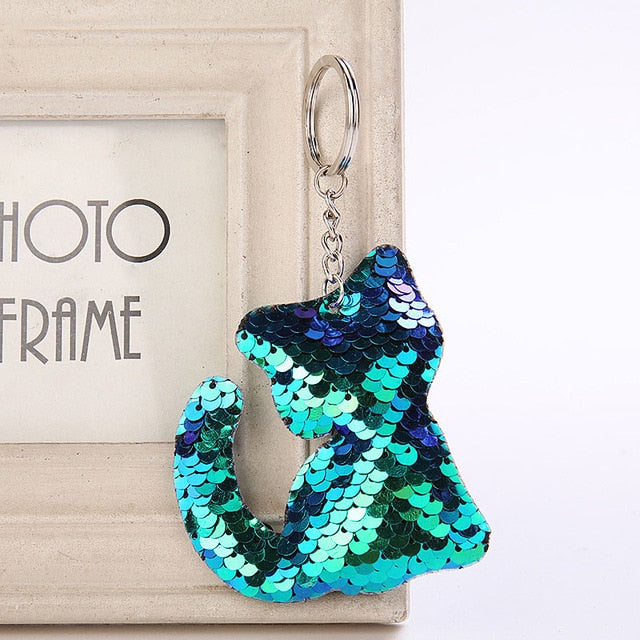 Cute Glitter Sequins Keychain - Dolphin