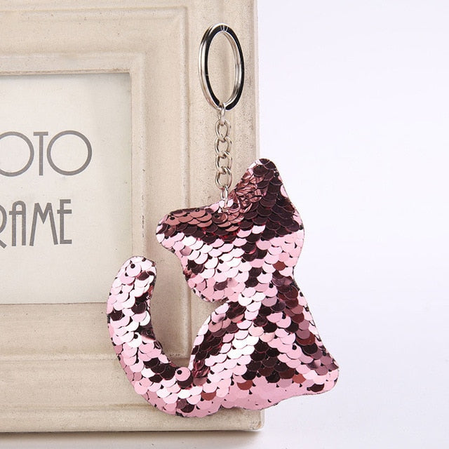 Cute Glitter Sequins Keychain - Dolphin