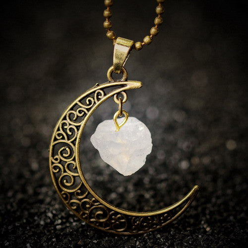 Vintage Moon Necklace Irregular Natural Stone