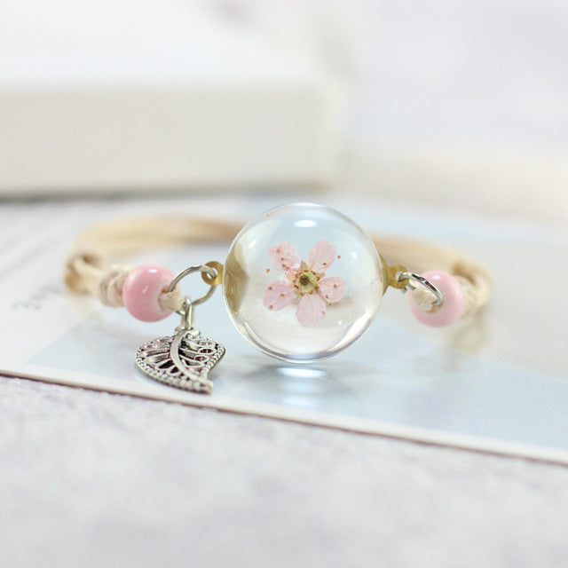 Flower in Glass Charming Bracelet