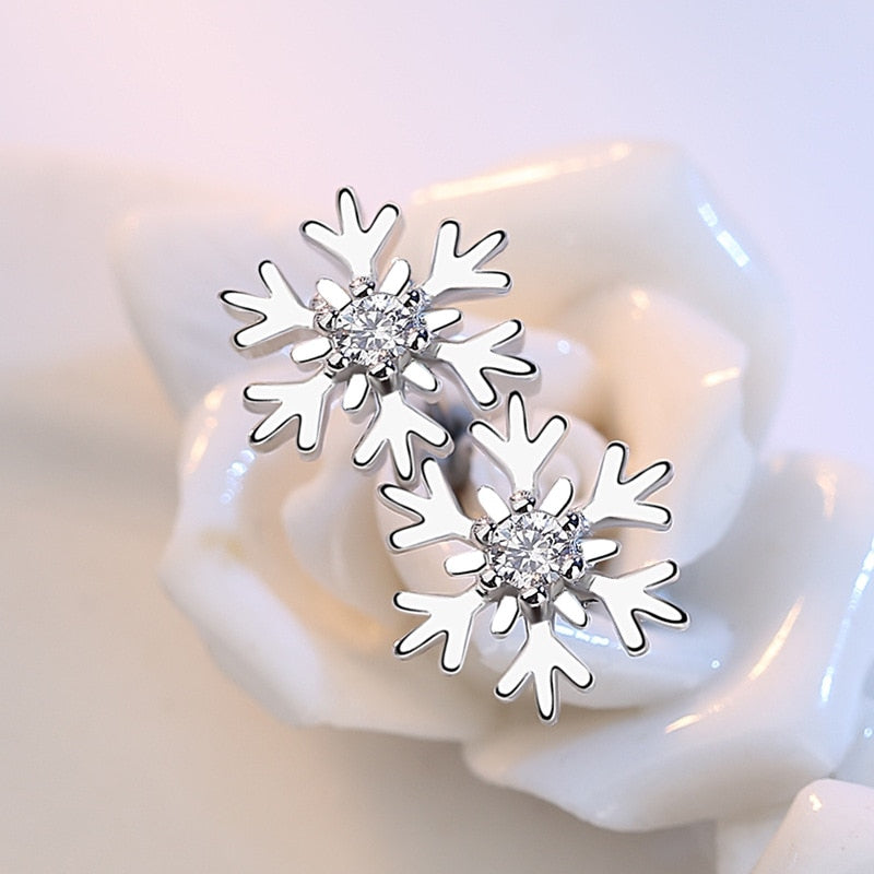 Stylish Silver Plated Snowflake Earrings