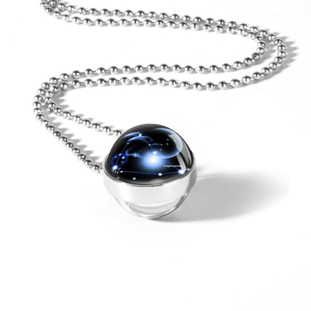 Unique Zodiac Sign Glass Pendant Necklace