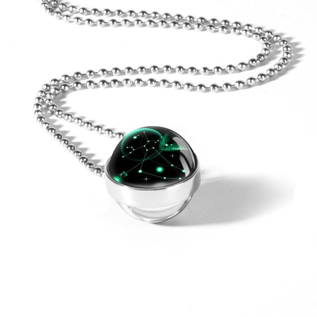 Unique Zodiac Sign Glass Pendant Necklace