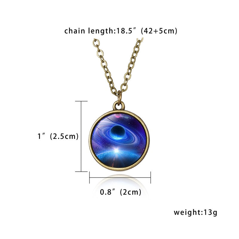 Elegant Handmade Glow In The Dark Galaxy Pendant