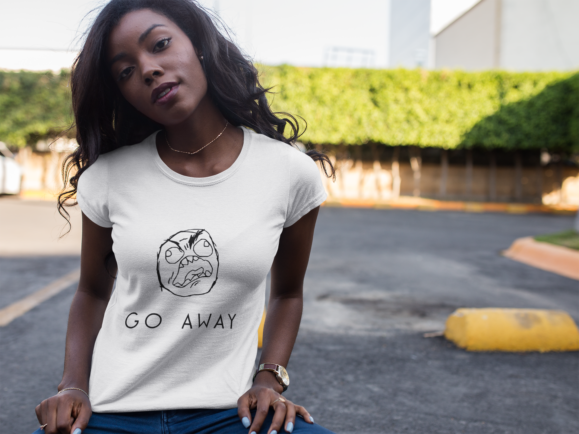 "Go Away" Short-Sleeve Unisex T-Shirt (White)