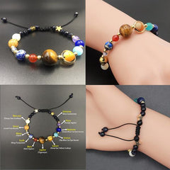 Universe Galaxy the Eight Planets Stone Bracelet