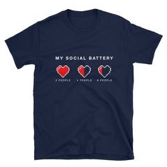 "My Social Battery" Short-Sleeve Unisex T-Shirt (Black/Navy)