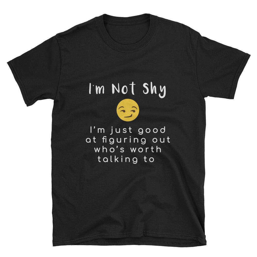 "I'm Not Shy" Short-Sleeve Unisex T-Shirt (Black/Navy)