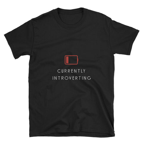 "Currently Introverting" Short-Sleeve Unisex T-Shirt (Black/Navy)