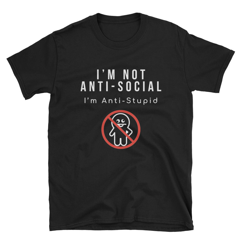 "I Am Not Anti-Social" Short-Sleeve Unisex T-Shirt (Black/Navy)