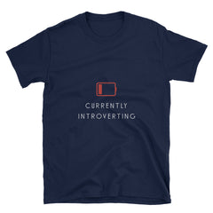 "Currently Introverting" Short-Sleeve Unisex T-Shirt (Black/Navy)