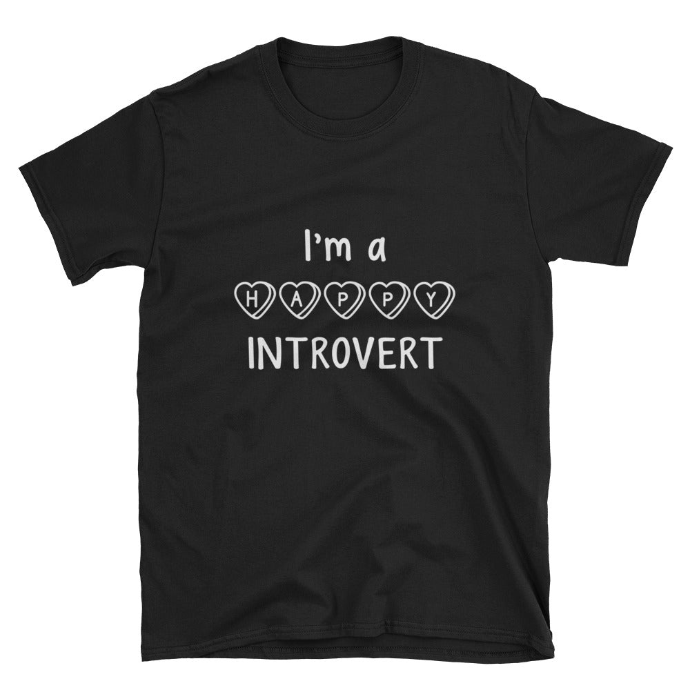 "I'm A Happy Introvert" Short-Sleeve Unisex T-Shirt (Black/Navy)