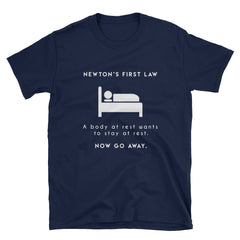 "Newton's First Law" Short-Sleeve Unisex T-Shirt (Black/Navy)