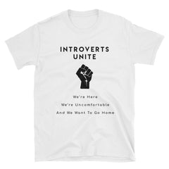 "Introverts Unite" Short-Sleeve Unisex T-Shirt (White)
