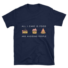 "All I Care About Is Food" Short-Sleeve Unisex T-Shirt (Black/Navy)