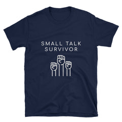 "Small Talk Survivor" Short-Sleeve Unisex T-Shirt (Black/Navy)