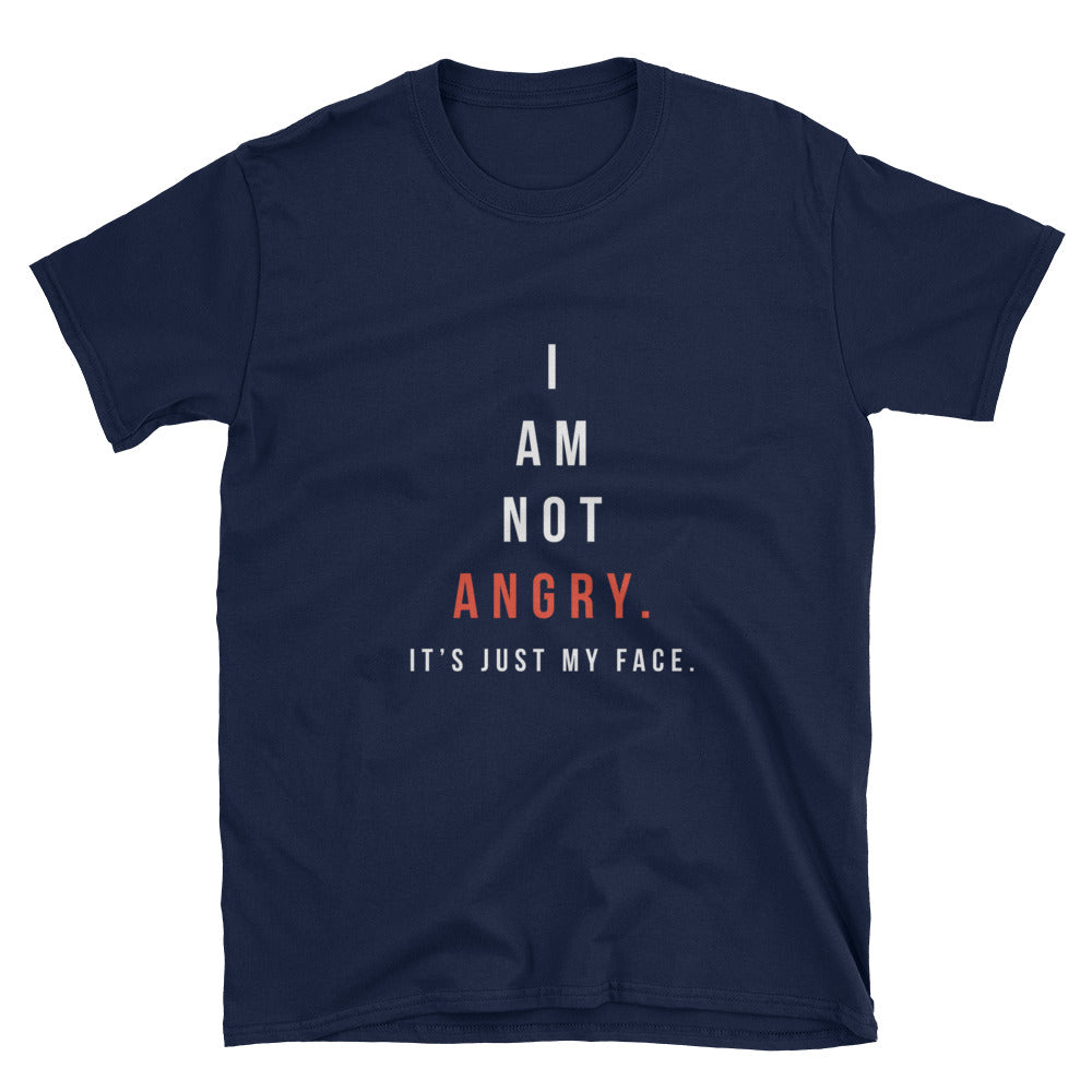 "I Am Not Angry" Short-Sleeve Unisex T-Shirt (Black/Navy)