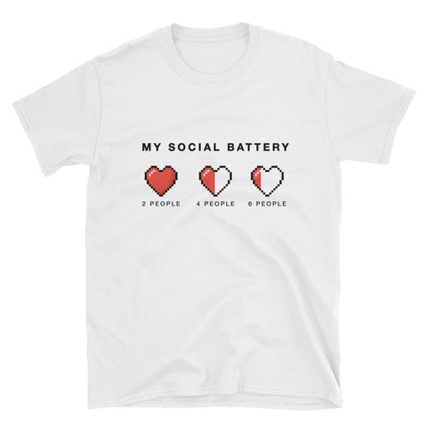 "My Social Battery" Short-Sleeve Unisex T-Shirt (White)