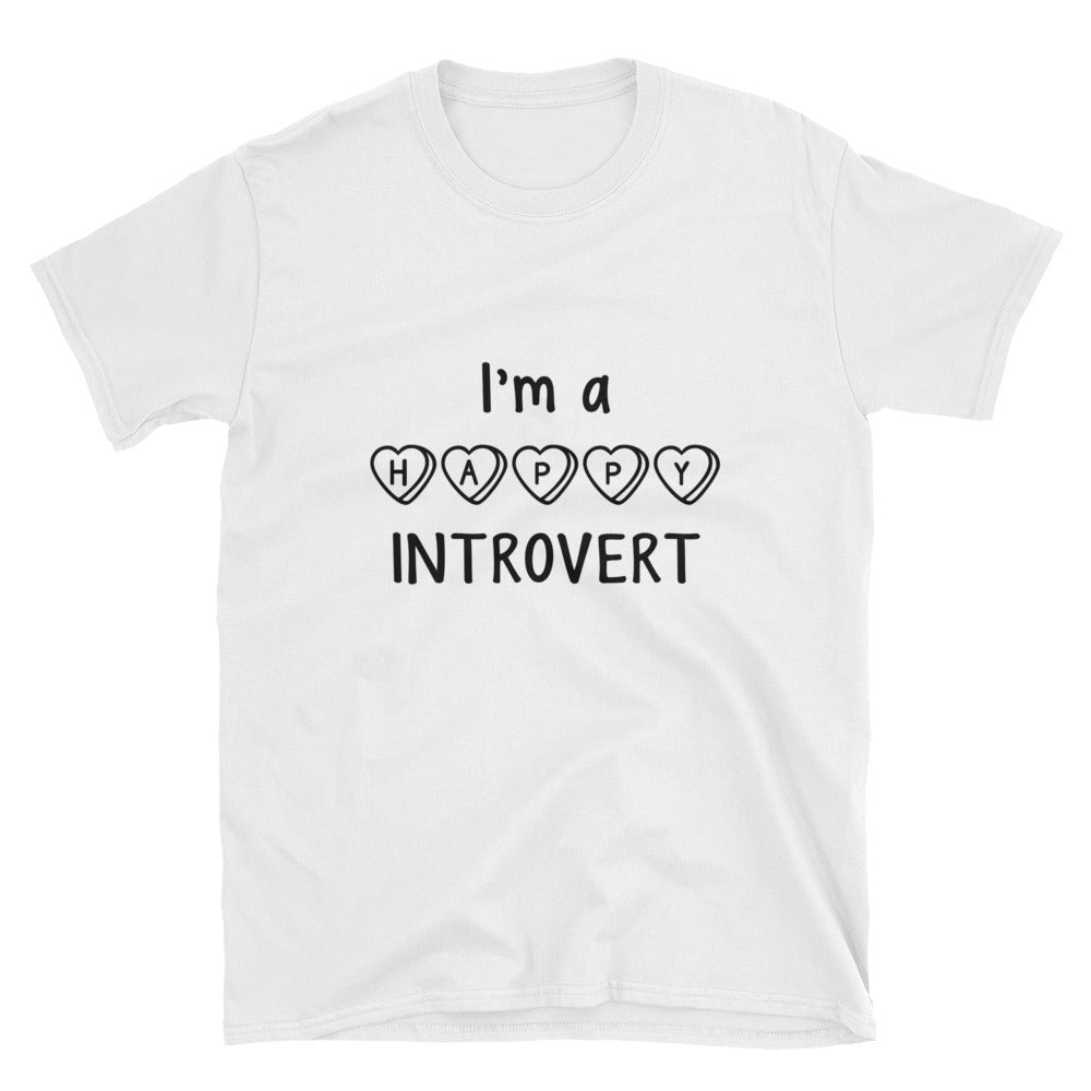 "I'm A Happy Introvert" Short-Sleeve Unisex T-Shirt (White)