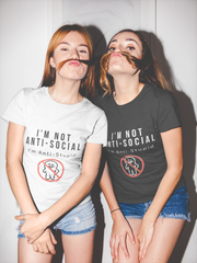 "I Am Not Anti-Social" Short-Sleeve Unisex T-Shirt (Black/Navy)