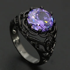 Various Black Gold Plated Rings (Orange, blue, purple, red and rainbow)
