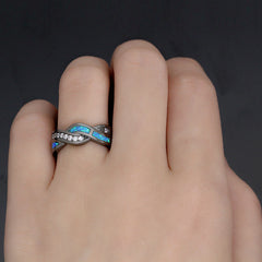 Vintage Black Gold Synthetic Opal Ring