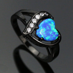 Fire Heart Love Heart Gold-Plated Opal Ring