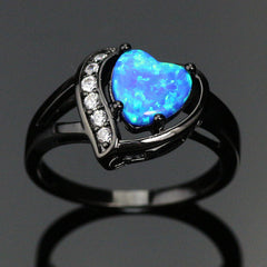 Fire Heart Love Heart Gold-Plated Opal Ring