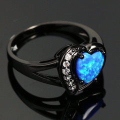 Fire Heart Love Heart Gold-Plated Opal Ring