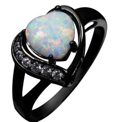 Fire Heart Love Heart Gold-Plated Opal Ring