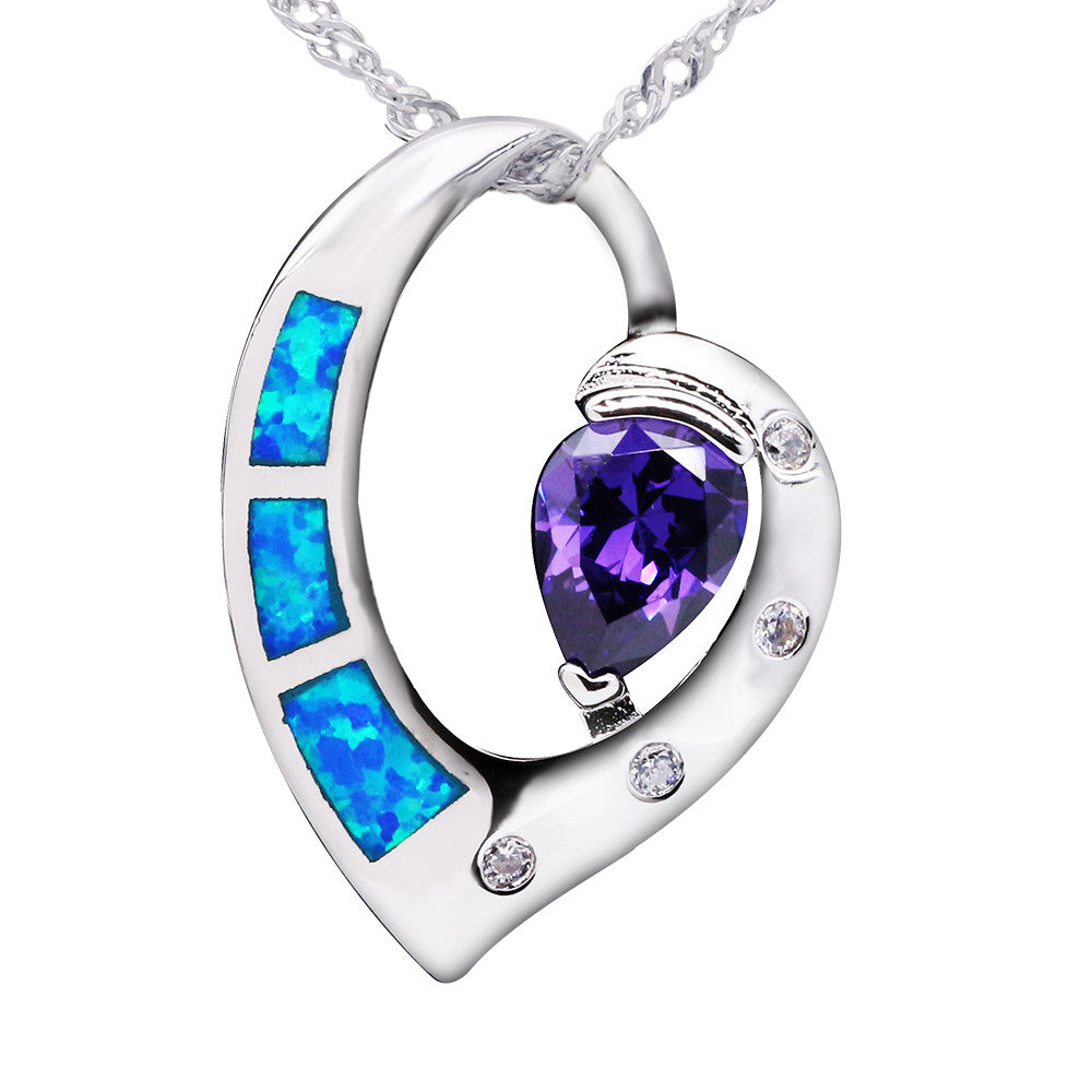 Heart of Sea Silver Plated Blue Opal Pendant