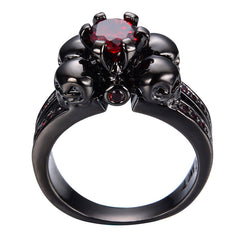 Unisex Skull Ring With Red Stone