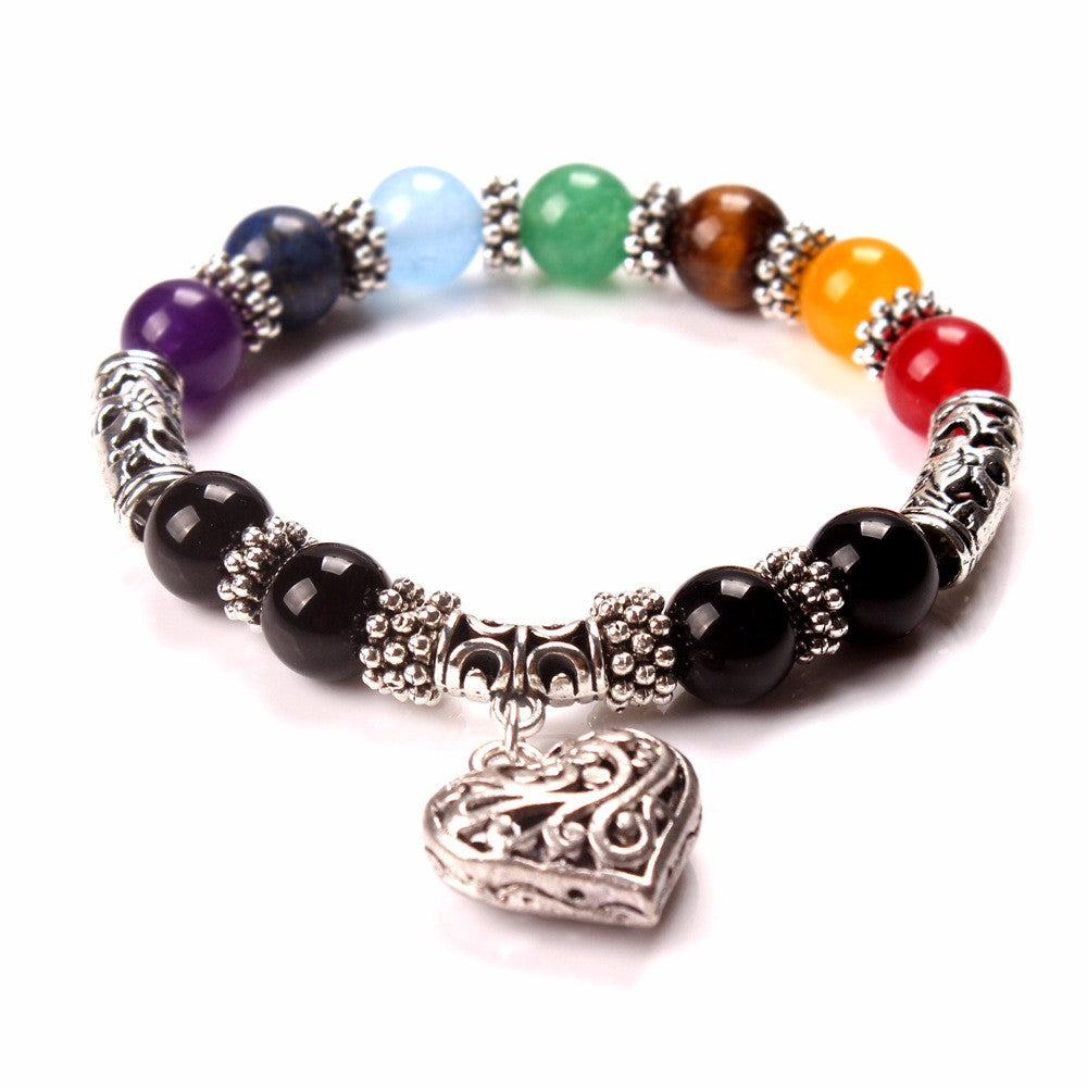 Bracelets - Healing 7 Chakras Obsidian Volcanic Stone Energy Bracelet | Chakra  bracelet, Chakra jewelry, Healing bracelets