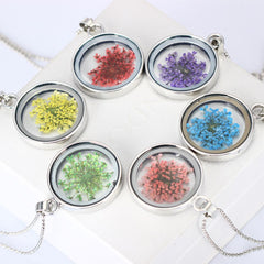 Round Pressed Flowers Pendants