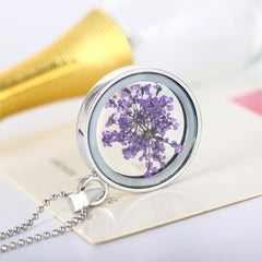 Round Pressed Flowers Pendants
