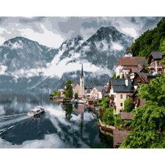 Paint by number - Fantasy Lake Town Hallstätt