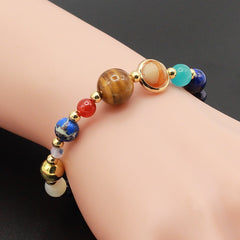 Universe Galaxy the Eight Planets Stone Bracelet