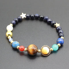 Universe Galaxy the Eight Planets Stone Bracelet