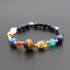 Universe Galaxy the Eight Planets Stone Bracelet