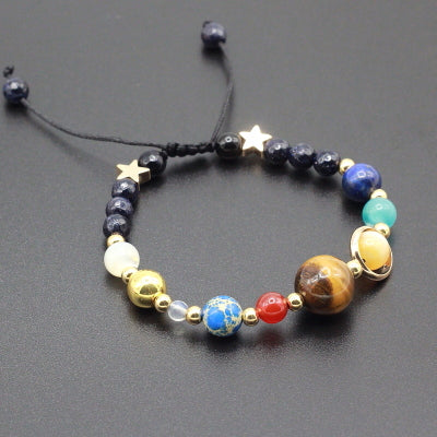 Universe Galaxy the Eight Planets Stone Bracelet