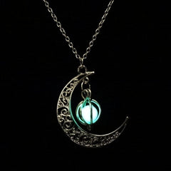 Glow in the dark - Hollow Moon Pendant Necklace