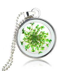 Round Pressed Flowers Pendants