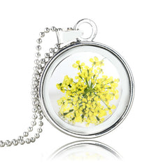 Round Pressed Flowers Pendants